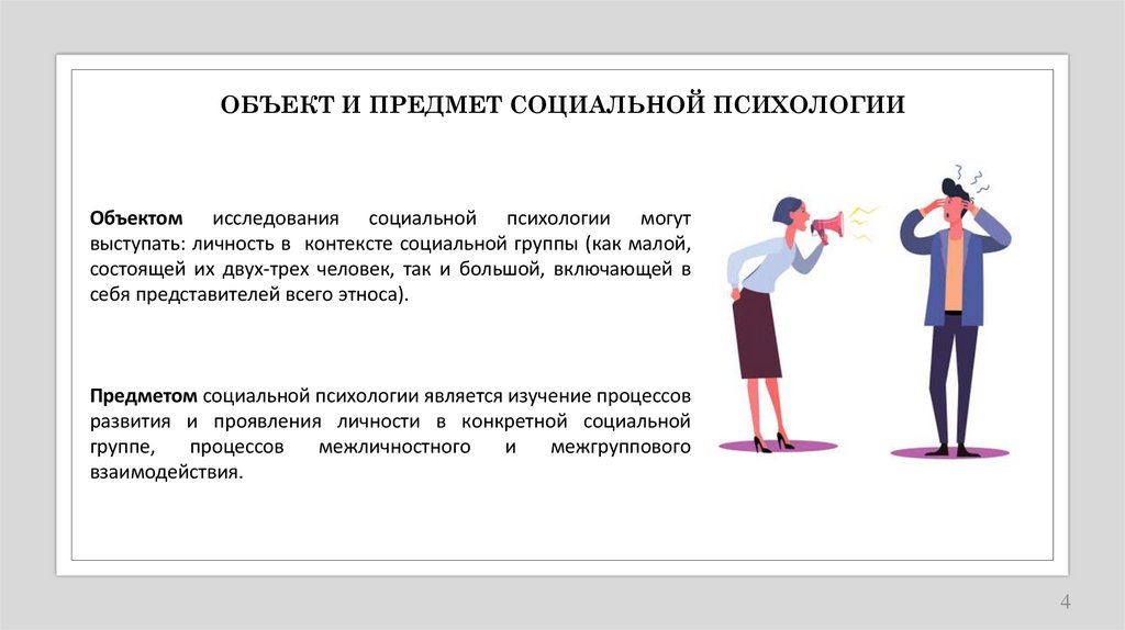 ОБЪЕКТ И ПРЕДМЕТ СОЦИАЛЬНОЙ ПСИХОЛОГИИ