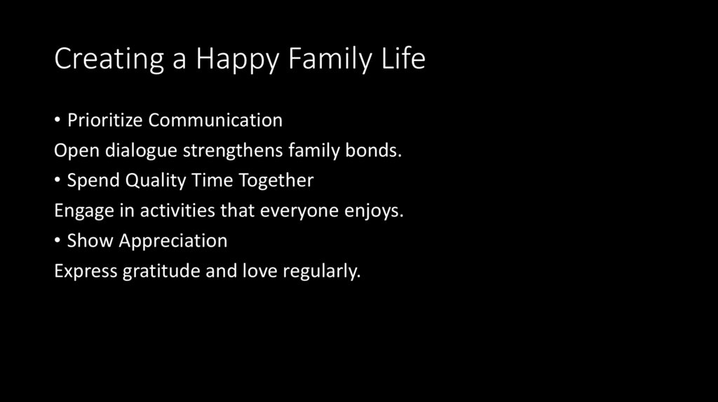 Creating a Happy Family Life