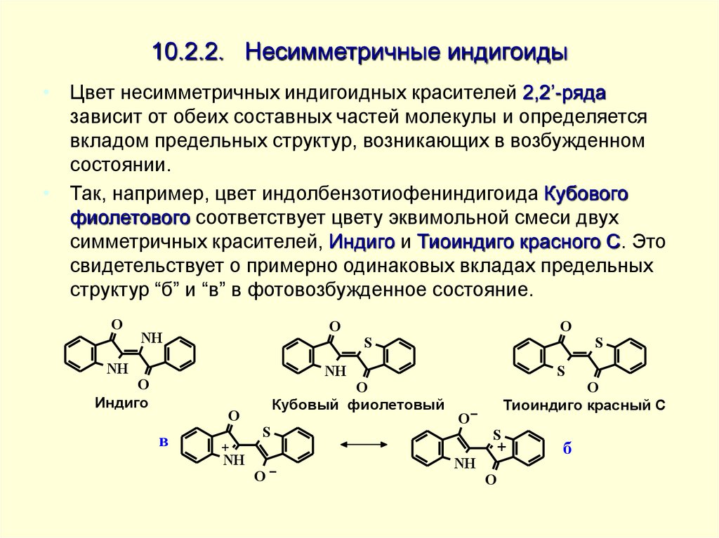 10.2.2. Несимметричные индигоиды