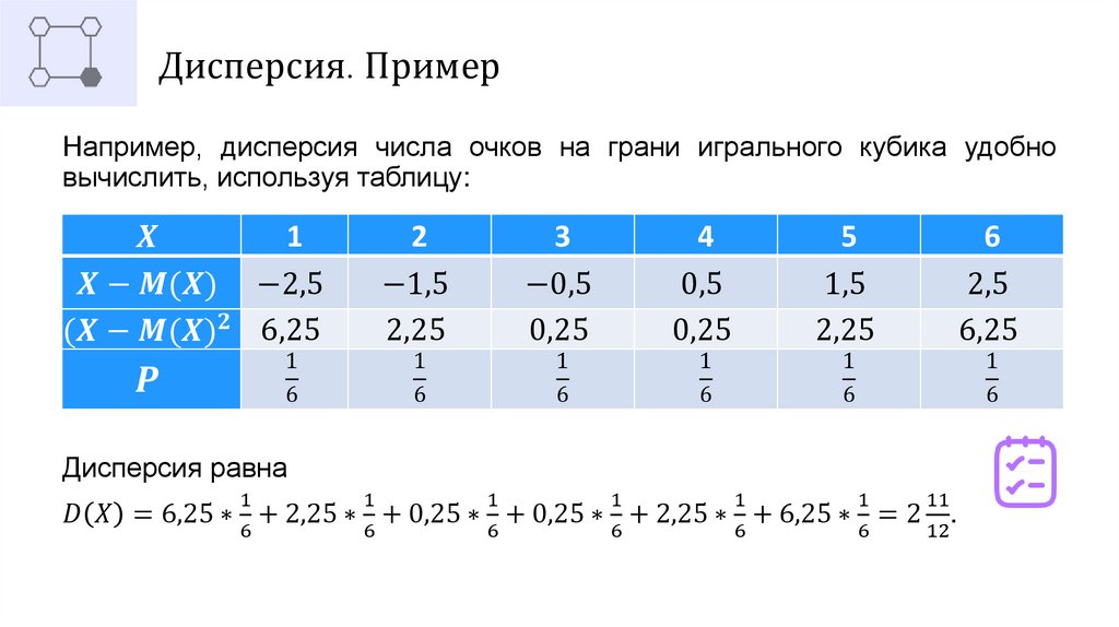 Дисперсия. Пример