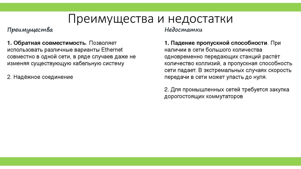 Преимущества и недостатки