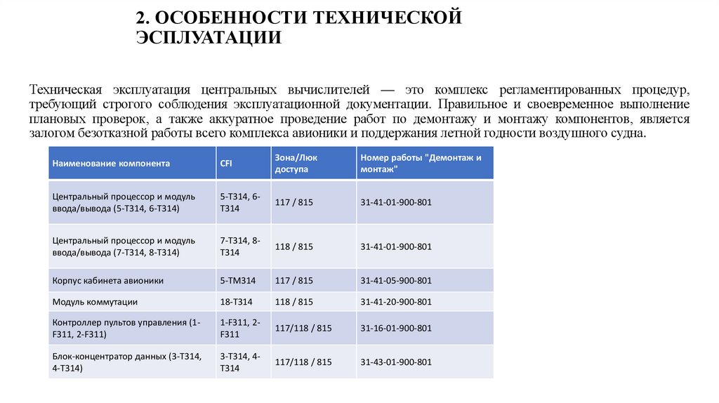 2. ОСОБЕННОСТИ ТЕХНИЧЕСКОЙ ЭСПЛУАТАЦИИ