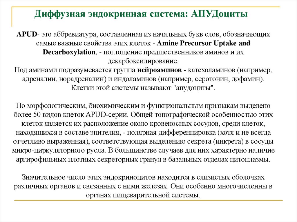 Диффузная эндокринная система: АПУДоциты