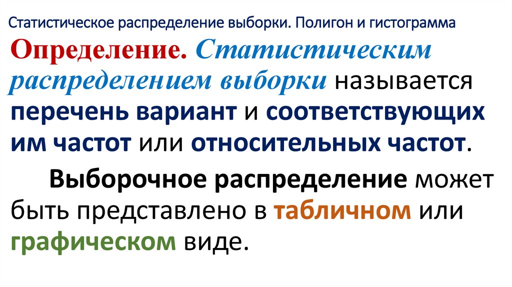 Статистическое распределение выборки. Полигон и гистограмма