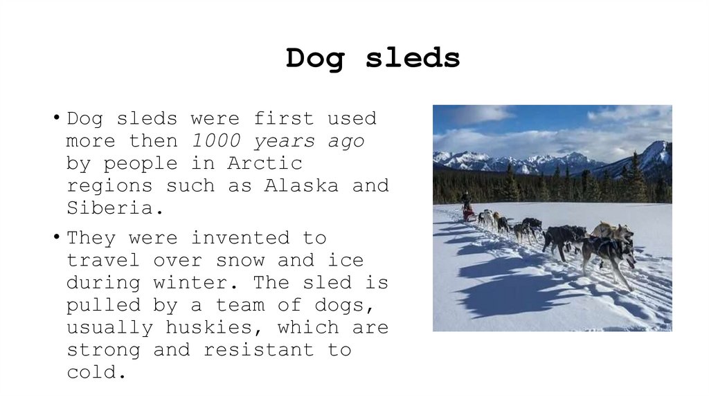Dog sleds