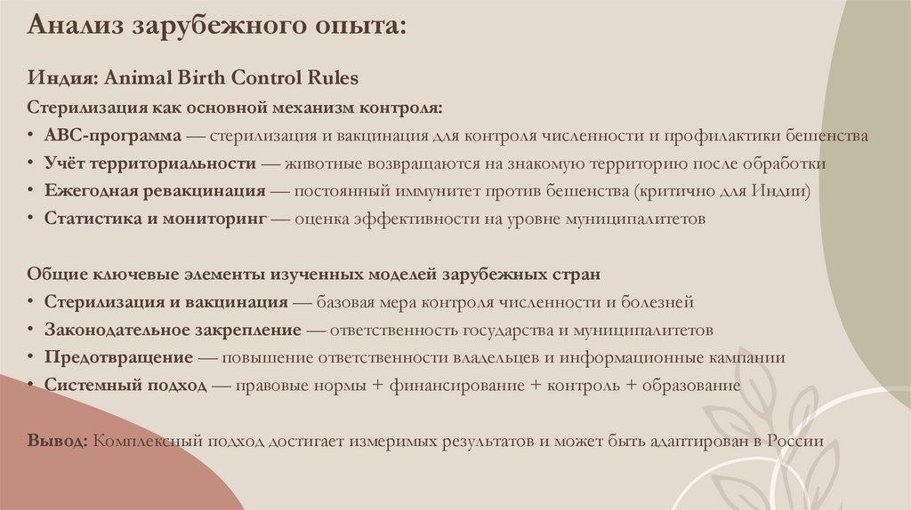 Анализ зарубежного опыта: