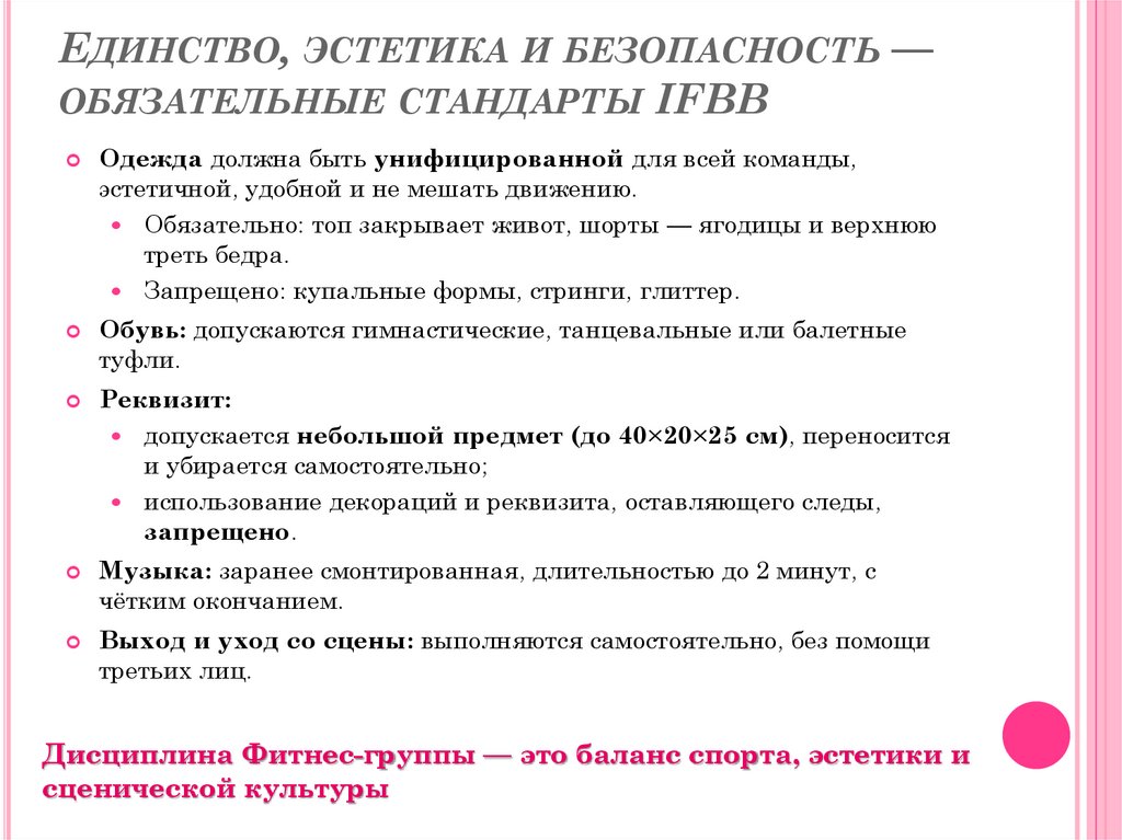 Единство, эстетика и безопасность — обязательные стандарты IFBB