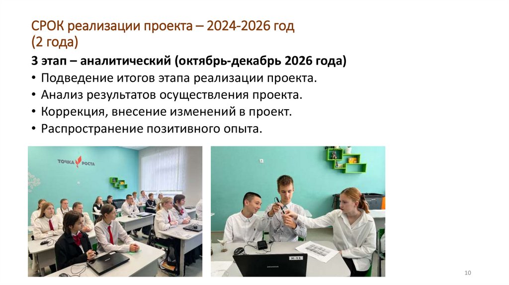 СРОК реализации проекта – 2024-2026 год (2 года)