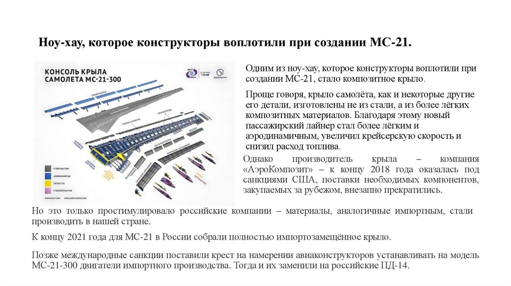 Ноу-хау, которое конструкторы воплотили при создании МС-21.