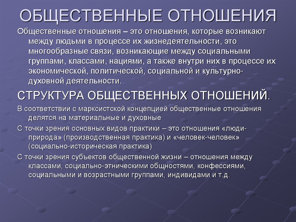 ОБЩЕСТВЕННЫЕ ОТНОШЕНИЯ