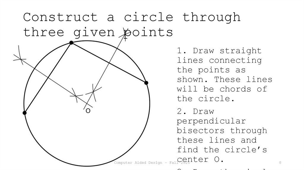 Construct a circle through three given points