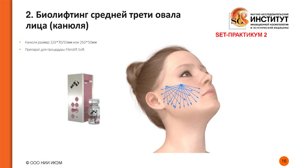 2. Биолифтинг средней трети овала лица (канюля)