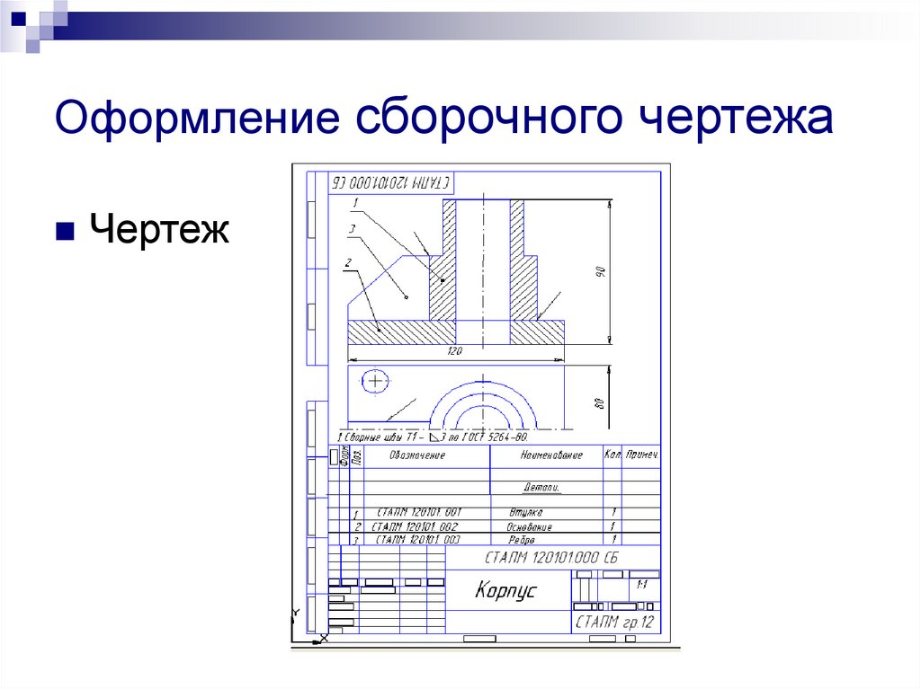 Оформление сборочного чертежа