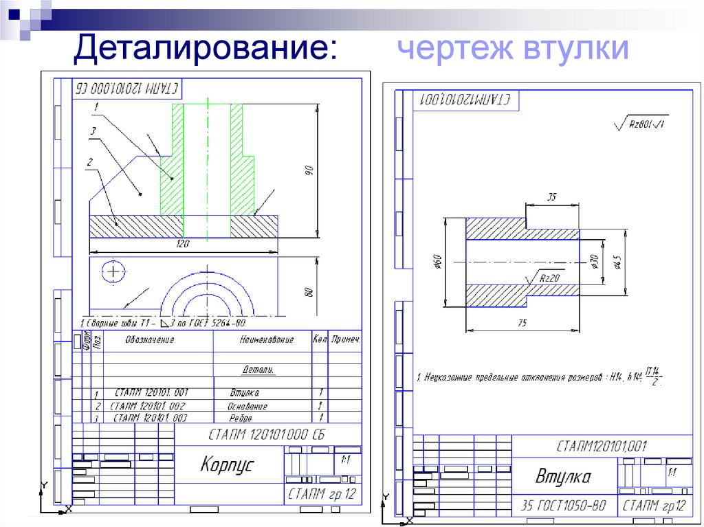 Деталирование: чертеж втулки