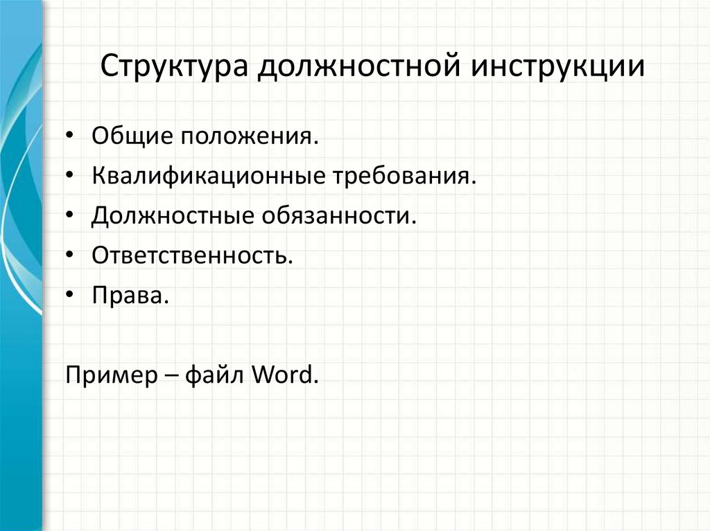 Структура должностной инструкции