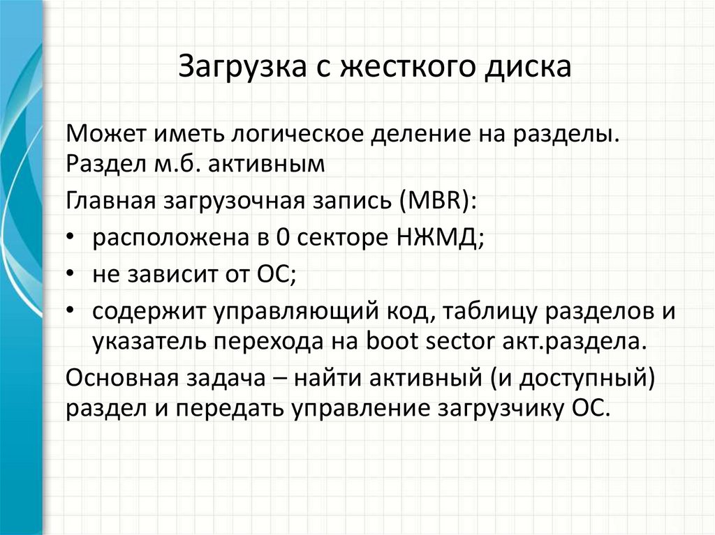 Загрузка с жесткого диска