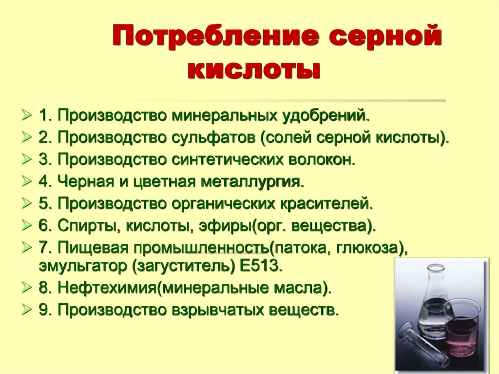 Потребление серной кислоты