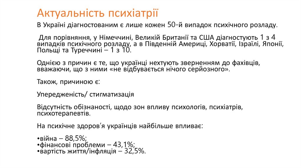 Актуальність психіатрії