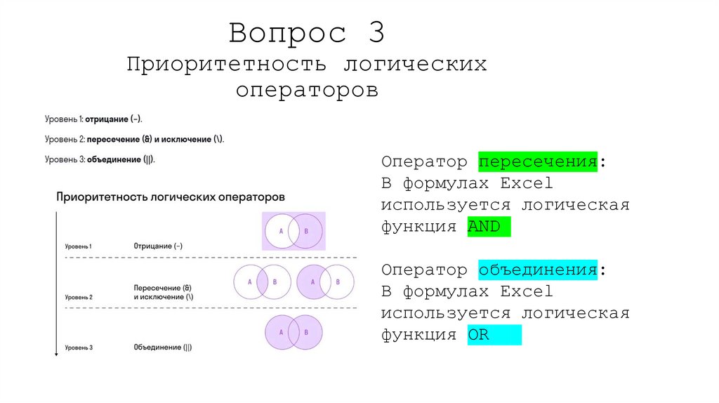 Вопрос 3 Приоритетность логических операторов