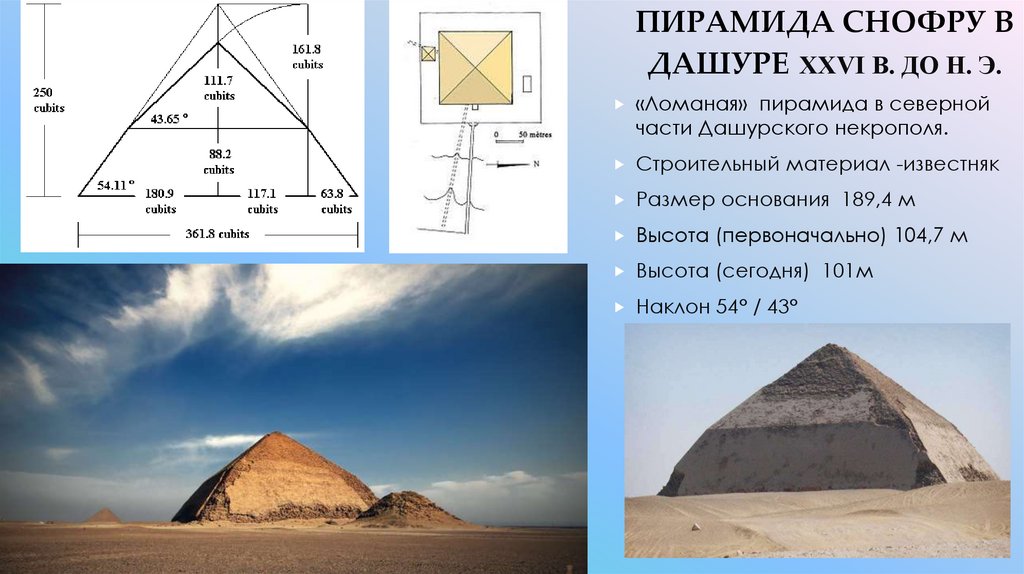 Пирамида снофру в дашуре XXVI в. до н. э.