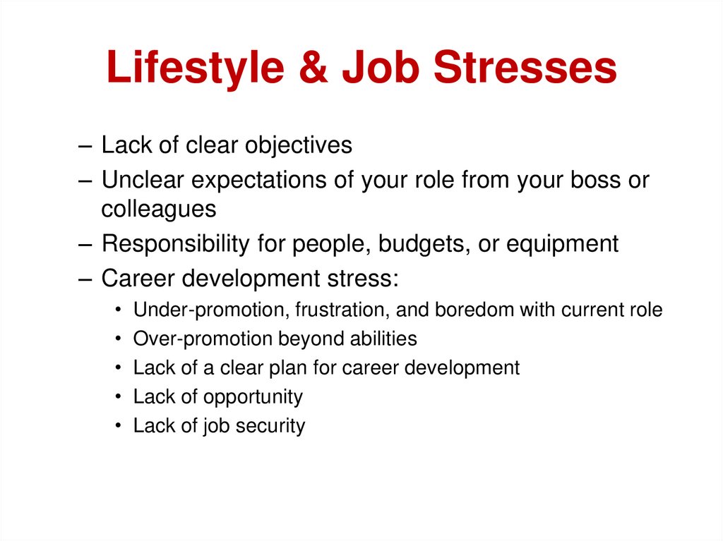 Lifestyle & Job Stresses