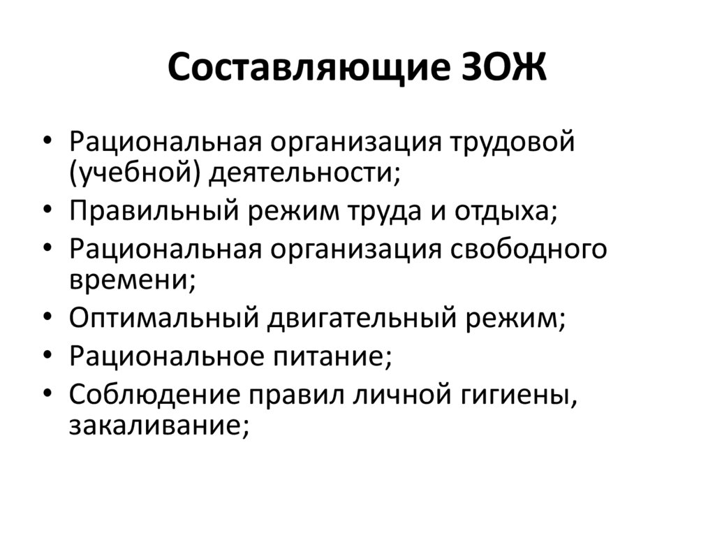 Составляющие ЗОЖ