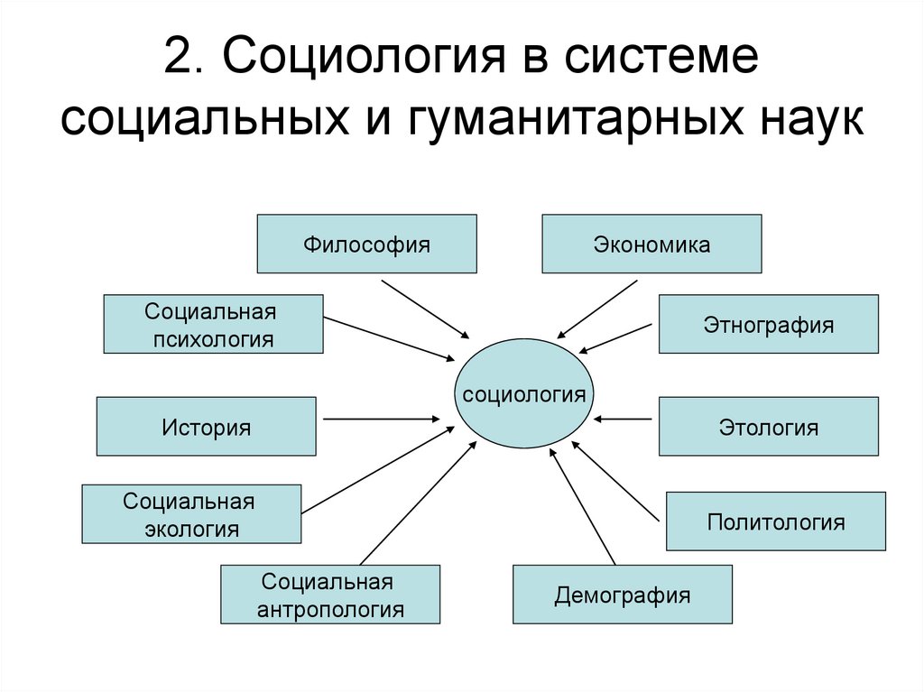 2. Социология в системе социальных и гуманитарных наук