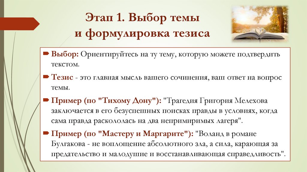 Этап 1. Выбор темы и формулировка тезиса