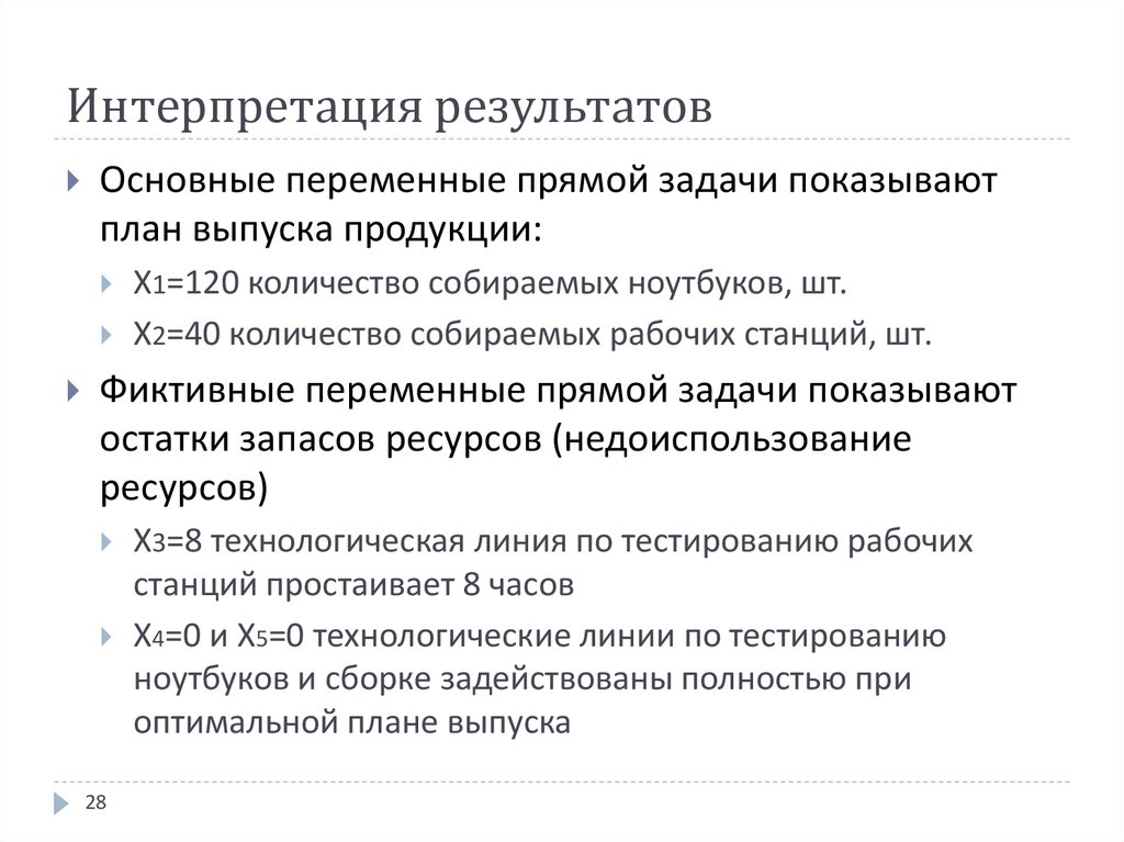 Интерпретация результатов