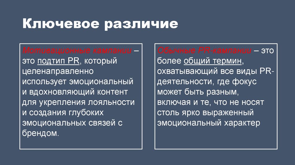 Ключевое различие