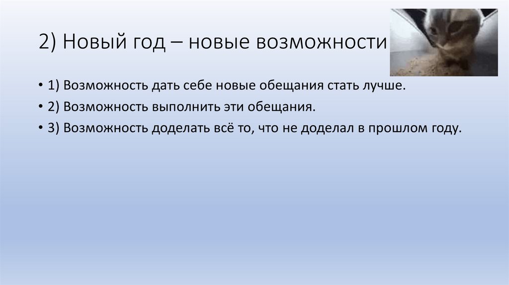 2) Новый год – новые возможности