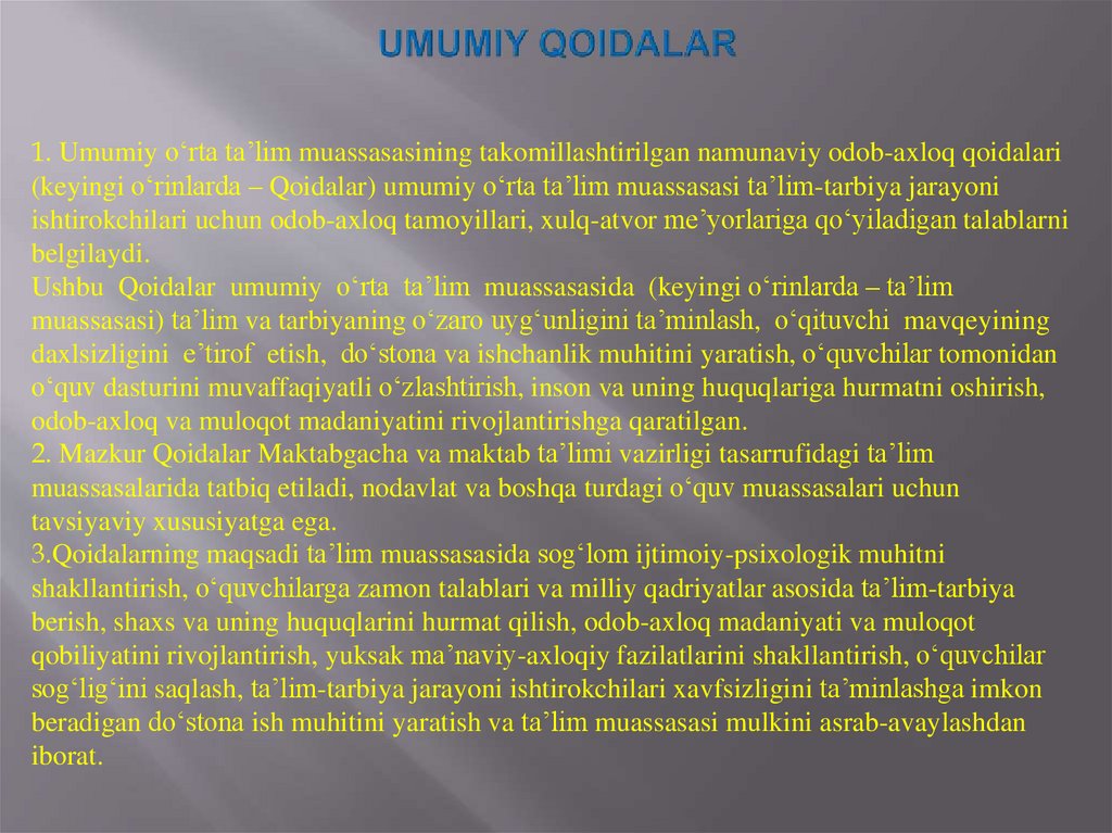 Umumiy qoidalar