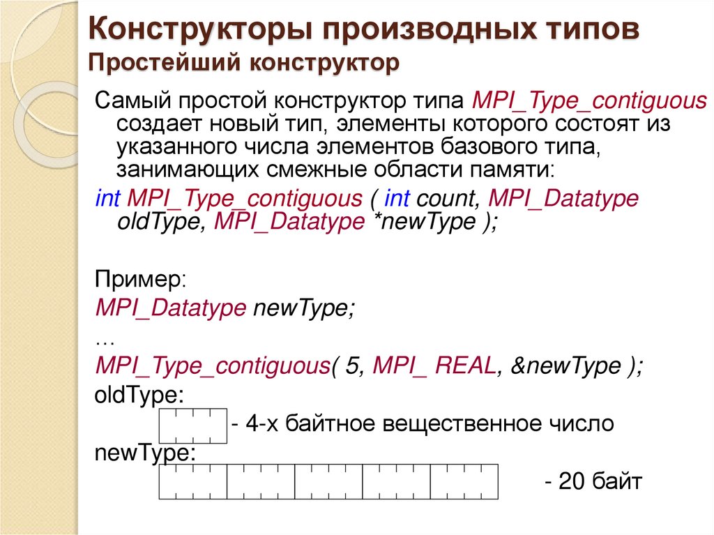Конструкторы производных типов Простейший конструктор