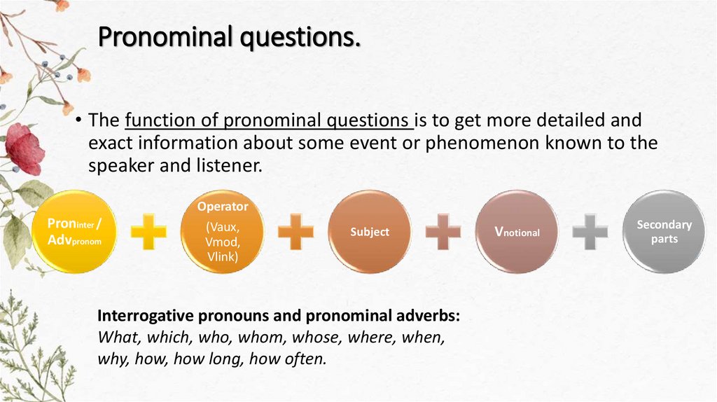 Pronominal questions.