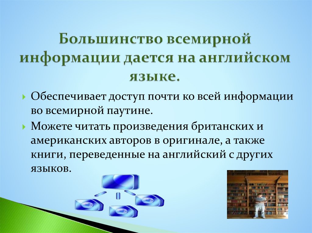 Большинство всемирной информации дается на английском языке.