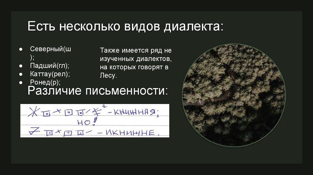 Есть несколько видов диалекта: