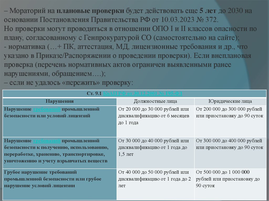 – Мораторий на плановые проверки будет действовать еще 5 лет до 2030 на основании Постановления Правительства РФ от 10.03.2023