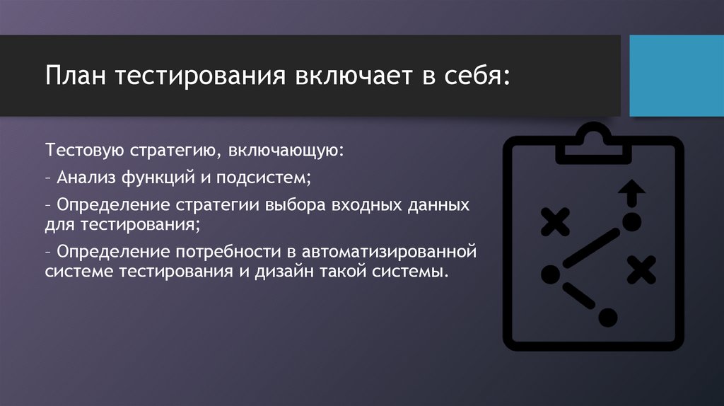 План тестирования включает в себя: