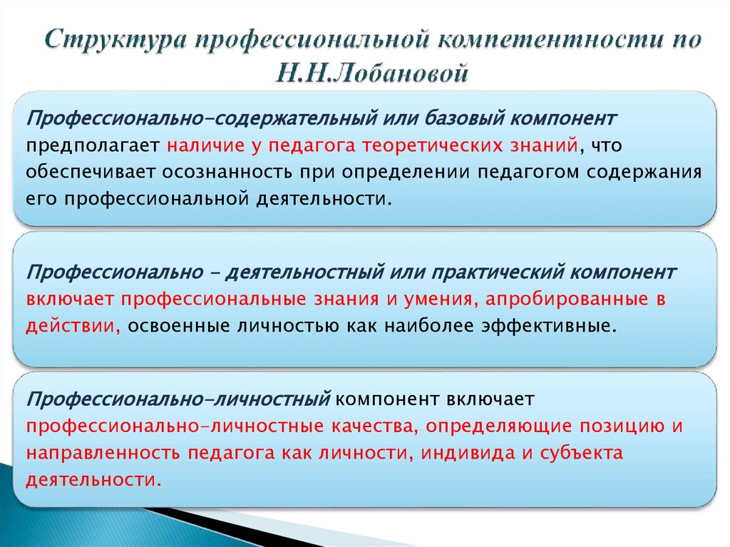 Структура профессиональной компетентности по Н.Н.Лобановой