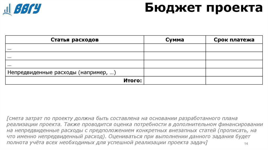 Бюджет проекта