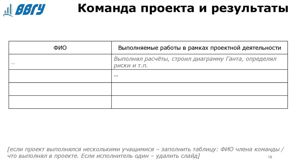 Команда проекта и результаты