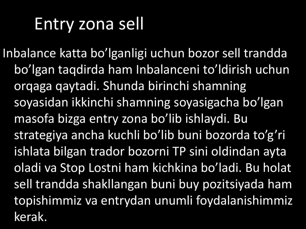 Entry zona sell