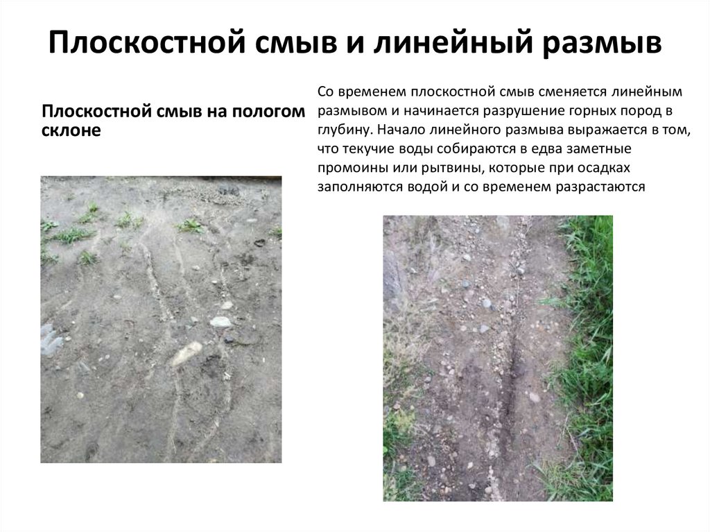 Плоскостной смыв и линейный размыв