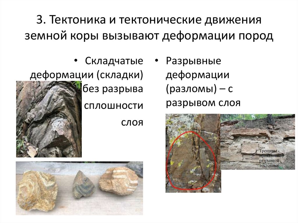 3. Тектоника и тектонические движения земной коры вызывают деформации пород