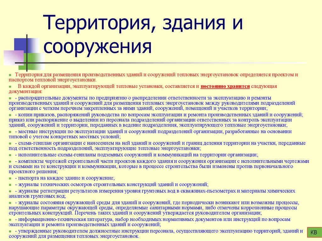 Территория, здания и сооружения