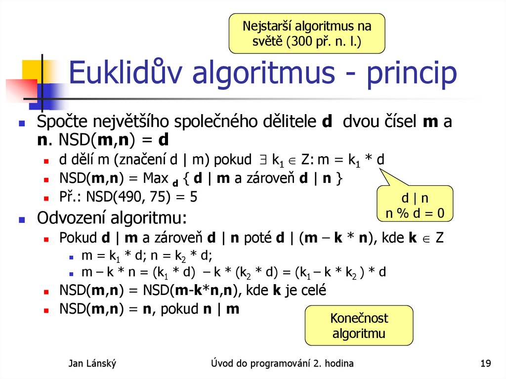 Euklidův algoritmus - princip
