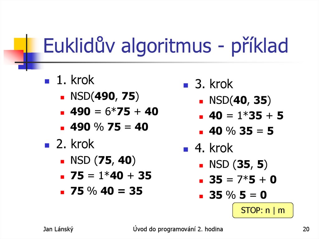 Euklidův algoritmus - příklad