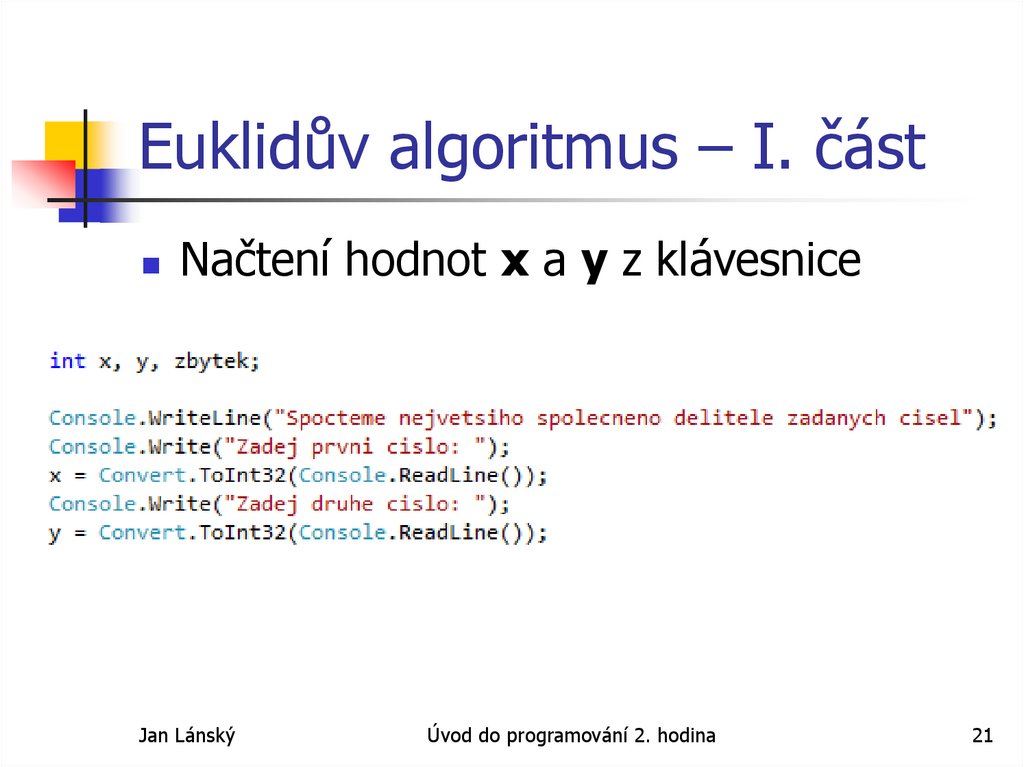 Euklidův algoritmus – I. část