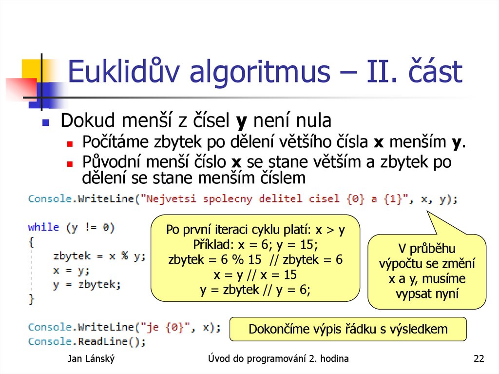Euklidův algoritmus – II. část