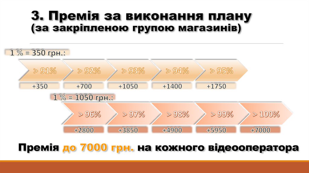 3. Премія за виконання плану (за закріпленою групою магазинів)